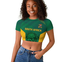 World Football 2026 South Africa Custom Raglan Cropped T shirt Tradional Protea Kente Pattern - Wonder Print Shop