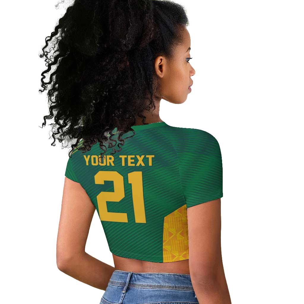 World Football 2026 South Africa Custom Raglan Cropped T shirt Tradional Protea Kente Pattern - Wonder Print Shop