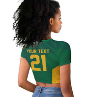 World Football 2026 South Africa Custom Raglan Cropped T shirt Tradional Protea Kente Pattern - Wonder Print Shop