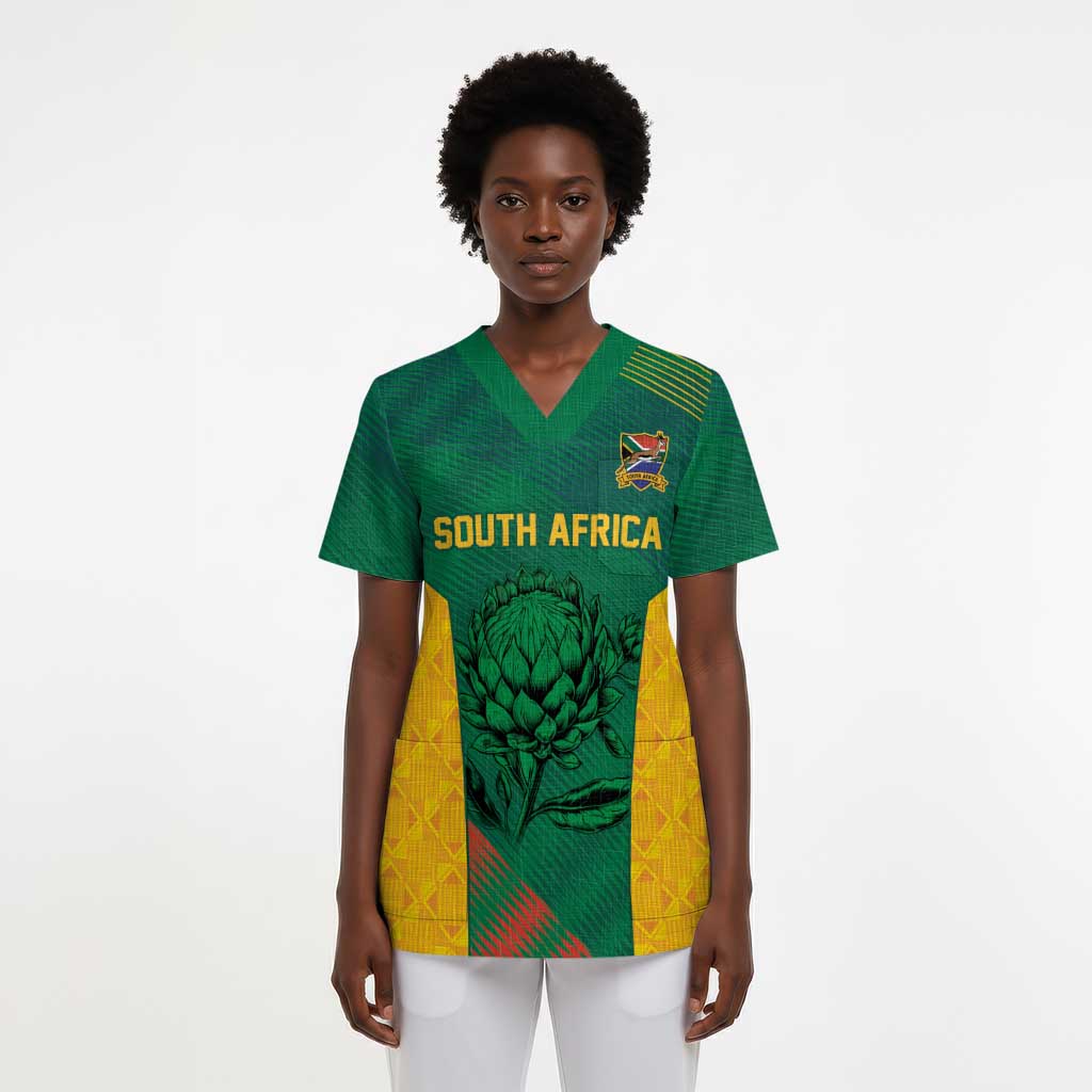 World Football 2026 South Africa Custom Scrub Top Tradional Protea Kente Pattern - Wonder Print Shop