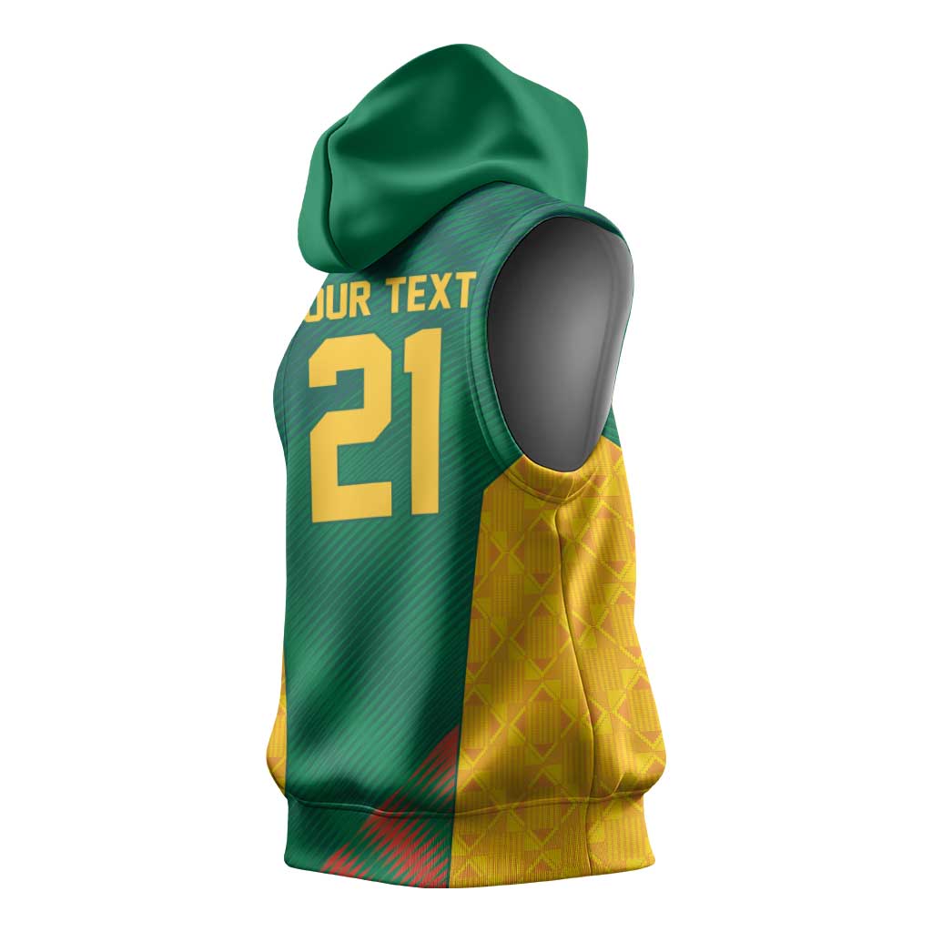 World Football 2026 South Africa Custom Sleeveless Hoodie Tradional Protea Kente Pattern - Wonder Print Shop