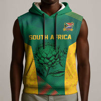 World Football 2026 South Africa Custom Sleeveless Hoodie Tradional Protea Kente Pattern - Wonder Print Shop