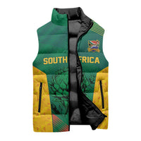 World Football 2026 South Africa Custom Sleeveless Puffer Jacket Tradional Protea Kente Pattern - Wonder Print Shop