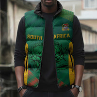 World Football 2026 South Africa Custom Sleeveless Puffer Jacket Tradional Protea Kente Pattern - Wonder Print Shop
