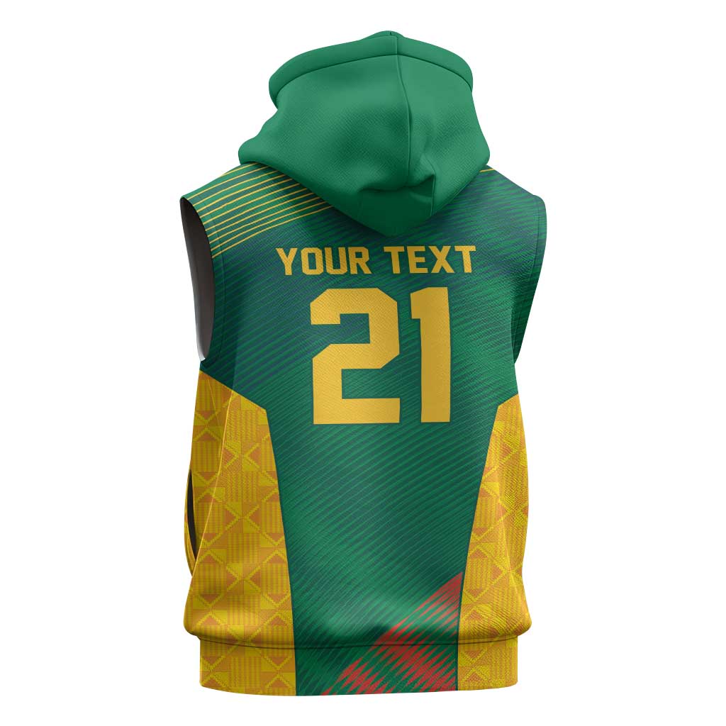 World Football 2026 South Africa Custom Sleeveless Zip Hoodie Tradional Protea Kente Pattern - Wonder Print Shop