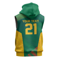 World Football 2026 South Africa Custom Sleeveless Zip Hoodie Tradional Protea Kente Pattern - Wonder Print Shop