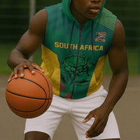 World Football 2026 South Africa Custom Sleeveless Zip Hoodie Tradional Protea Kente Pattern - Wonder Print Shop