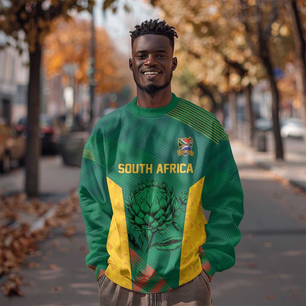 World Football 2026 South Africa Custom Sweatshirt Tradional Protea Kente Pattern - Wonder Print Shop