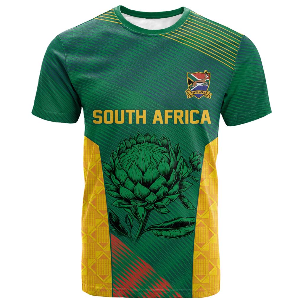 World Football 2026 South Africa Custom T shirt Tradional Protea Kente Pattern - Wonder Print Shop
