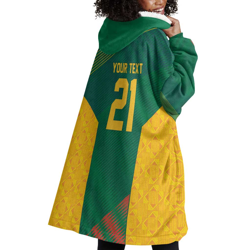 World Football 2026 South Africa Custom Wearable Blanket Hoodie Tradional Protea Kente Pattern - Wonder Print Shop