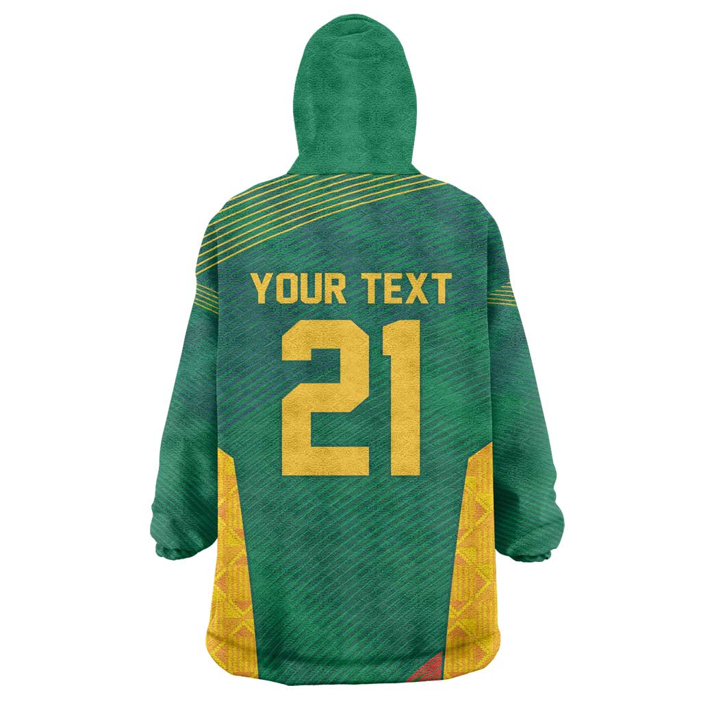 World Football 2026 South Africa Custom Wearable Blanket Hoodie Tradional Protea Kente Pattern - Wonder Print Shop