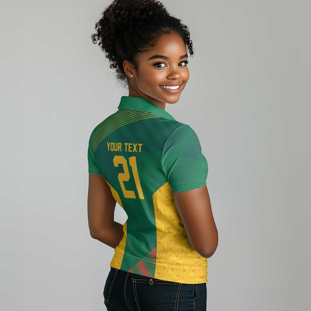 World Football 2026 South Africa Custom Women Polo Shirt Tradional Protea Kente Pattern - Wonder Print Shop