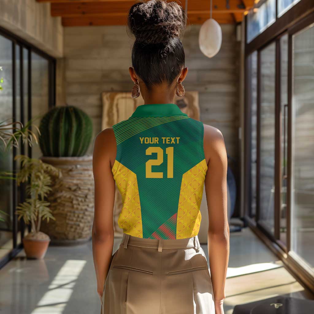 World Football 2026 South Africa Custom Women Sleeveless Polo Shirt Tradional Protea Kente Pattern - Wonder Print Shop