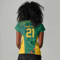World Football 2026 South Africa Custom Women V-Neck T-Shirt Tradional Protea Kente Pattern - Wonder Print Shop