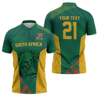 World Football 2026 South Africa Custom Zipper Polo Shirt Tradional Protea Kente Pattern - Wonder Print Shop