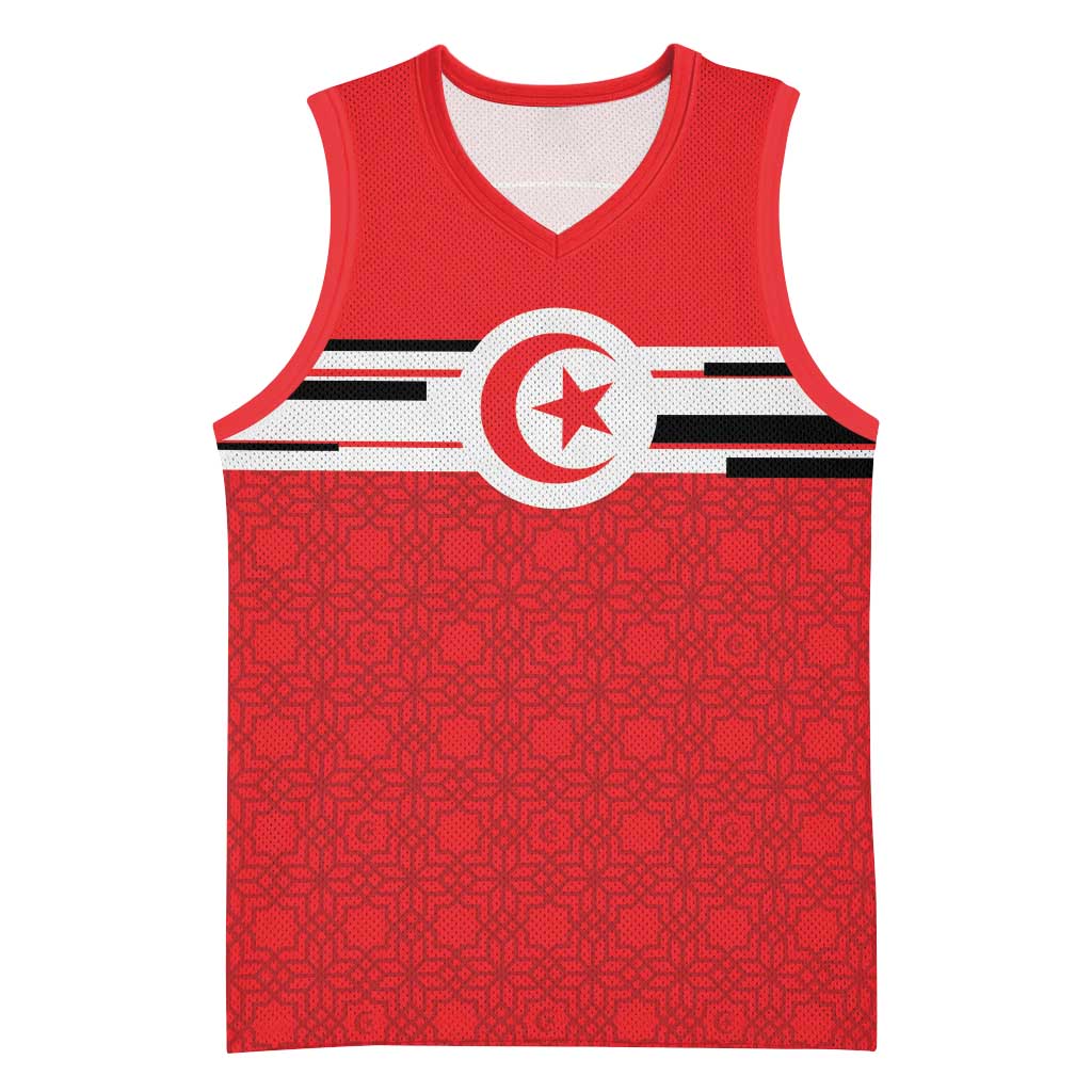 World Football 2026 Tunisia Custom Basketball Jersey Traditional Islamic Motif - Wonder Print Shop