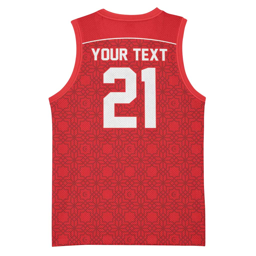 World Football 2026 Tunisia Custom Basketball Jersey Traditional Islamic Motif - Wonder Print Shop