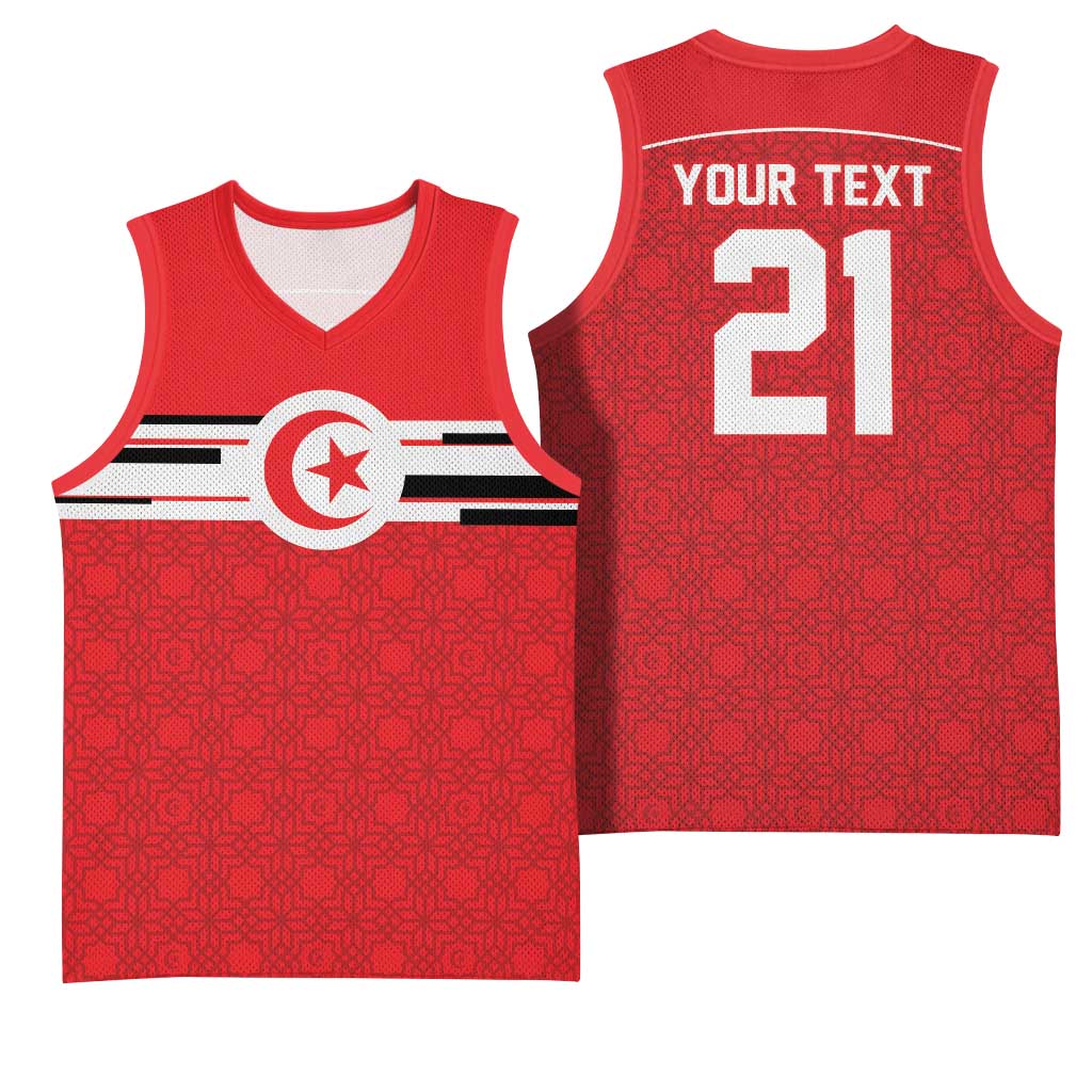 World Football 2026 Tunisia Custom Basketball Jersey Traditional Islamic Motif - Wonder Print Shop
