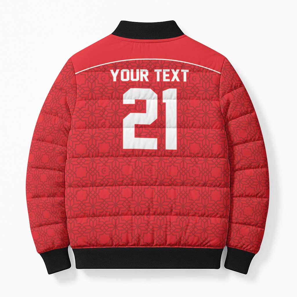 World Football 2026 Tunisia Custom Bomber Puffer Jacket Traditional Islamic Motif - Wonder Print Shop