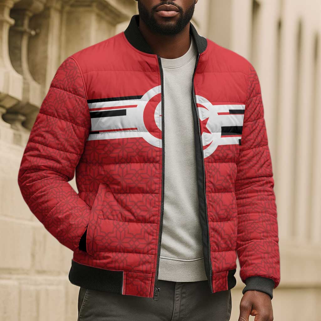 World Football 2026 Tunisia Custom Bomber Puffer Jacket Traditional Islamic Motif - Wonder Print Shop