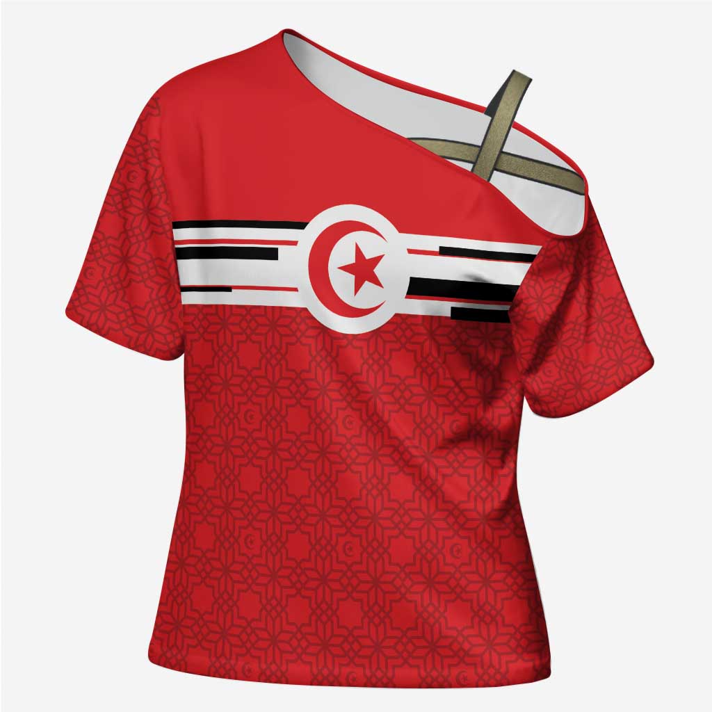 World Football 2026 Tunisia Custom Cross Shoulder Shirt Traditional Islamic Motif - Wonder Print Shop