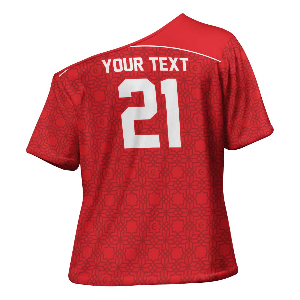World Football 2026 Tunisia Custom Cross Shoulder Shirt Traditional Islamic Motif - Wonder Print Shop