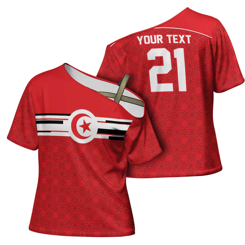 World Football 2026 Tunisia Custom Cross Shoulder Shirt Traditional Islamic Motif - Wonder Print Shop