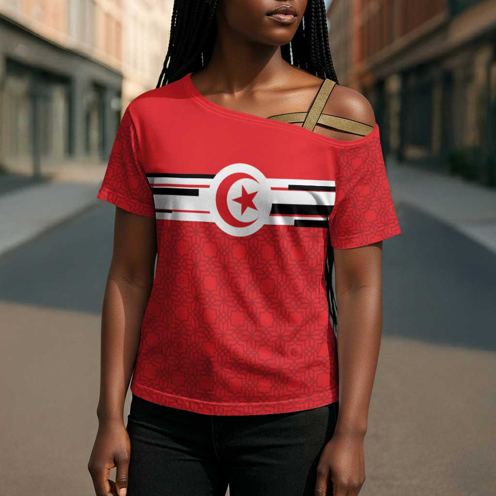 World Football 2026 Tunisia Custom Cross Shoulder Shirt Traditional Islamic Motif - Wonder Print Shop