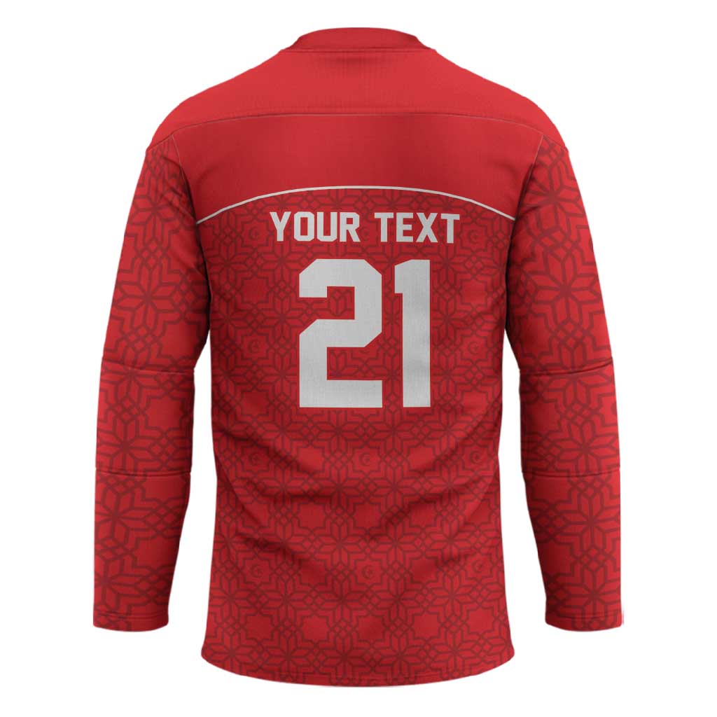 World Football 2026 Tunisia Custom Hockey Jersey Traditional Islamic Motif - Wonder Print Shop