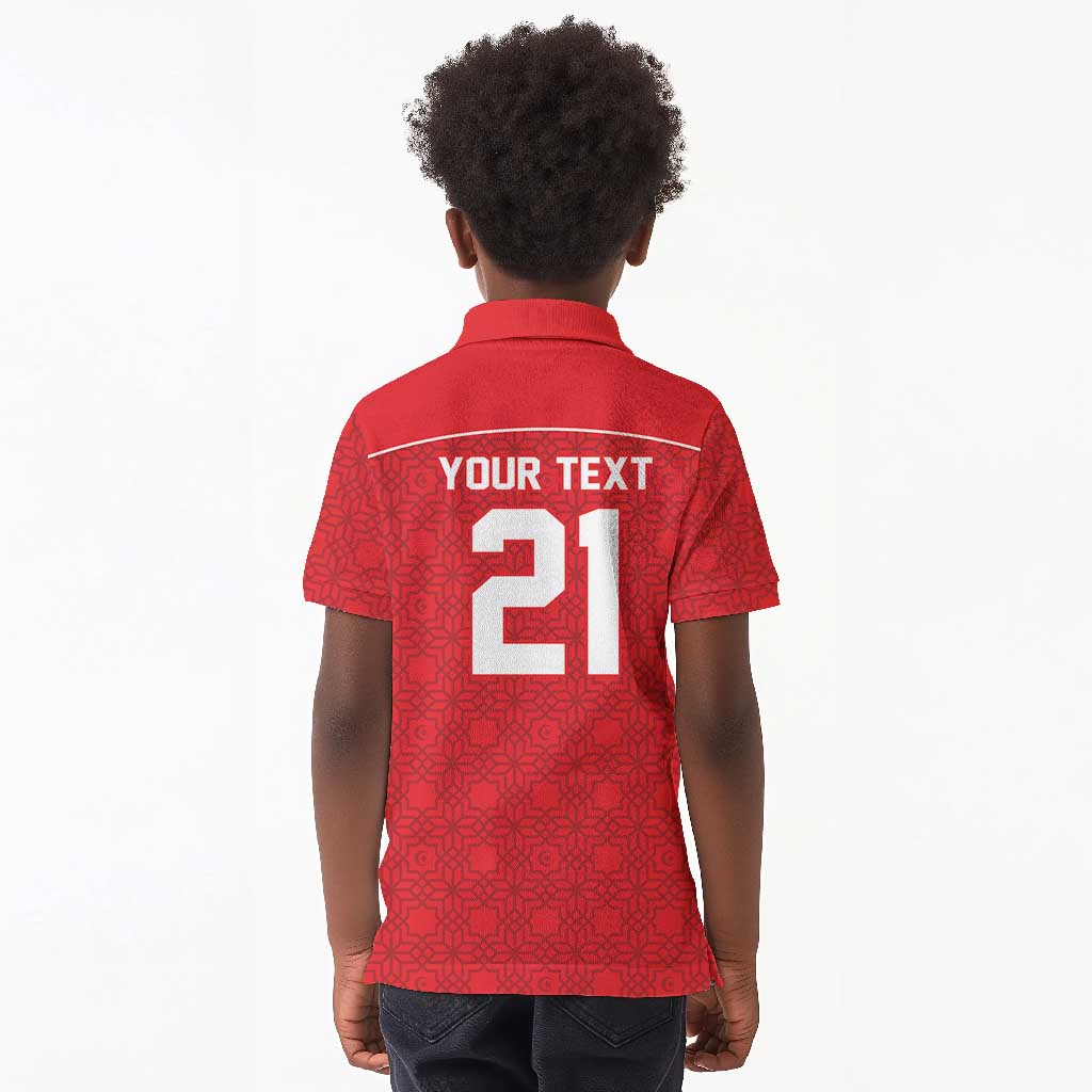 World Football 2026 Tunisia Custom Kid Polo Shirt Traditional Islamic Motif - Wonder Print Shop