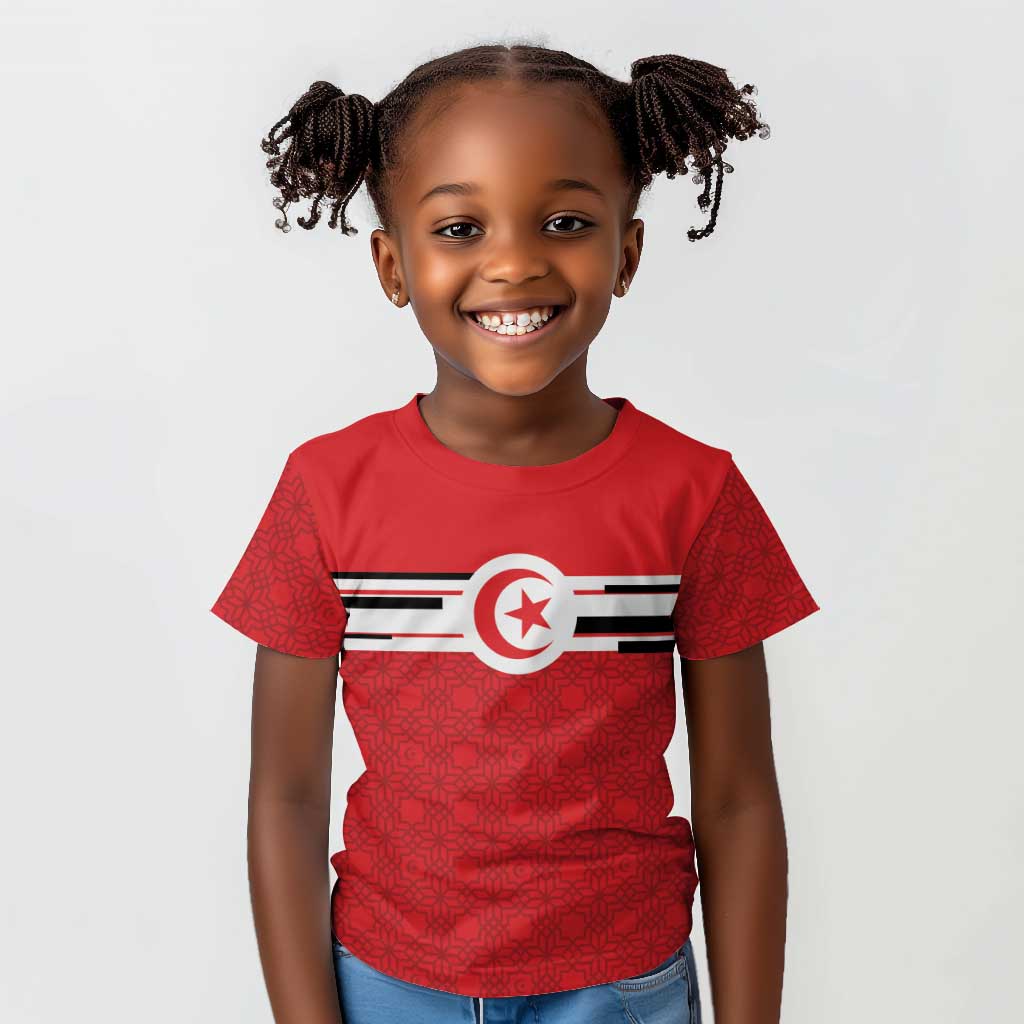 World Football 2026 Tunisia Custom Kid T shirt Traditional Islamic Motif - Wonder Print Shop