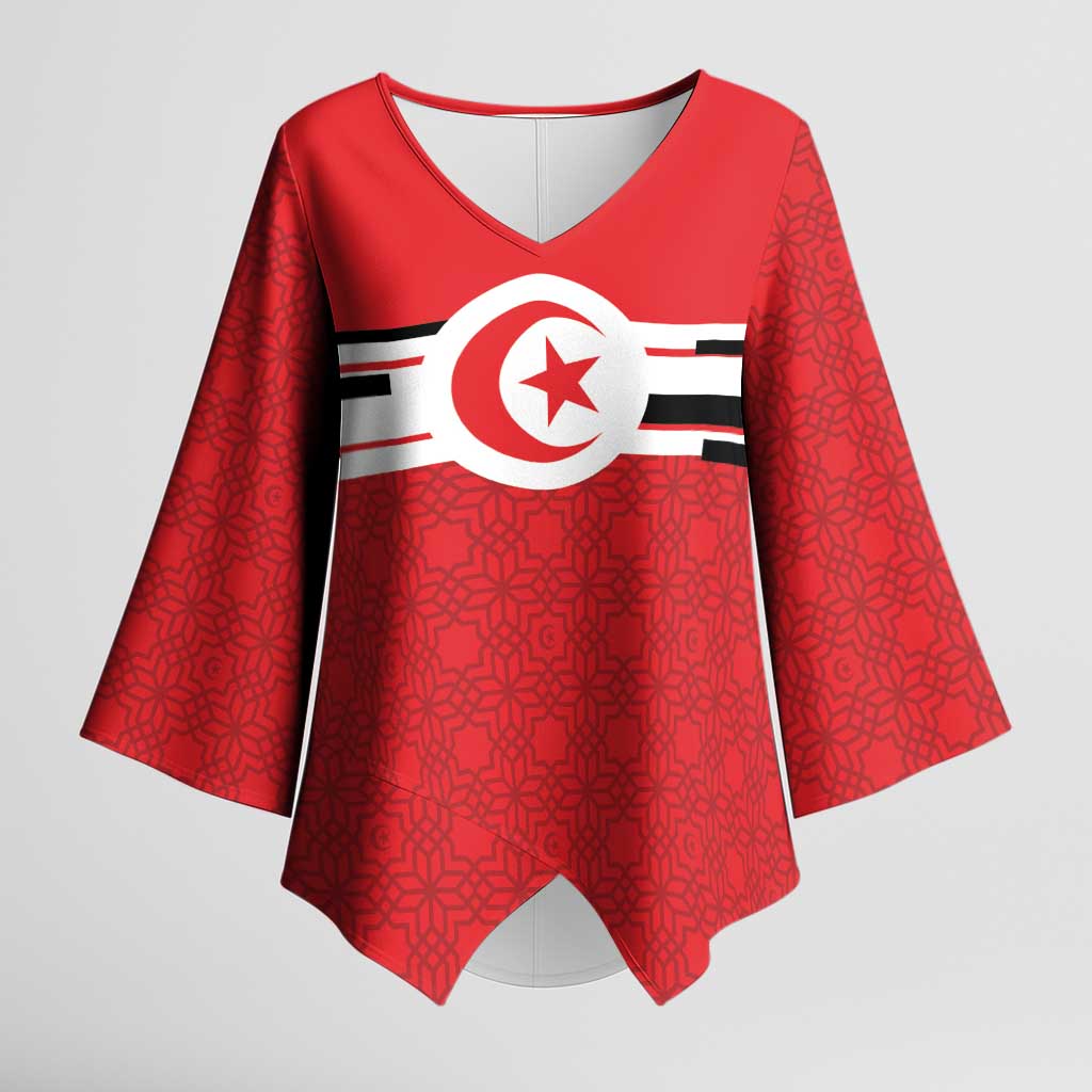 World Football 2026 Tunisia Custom Kimono Sleeve Blouse Traditional Islamic Motif - Wonder Print Shop