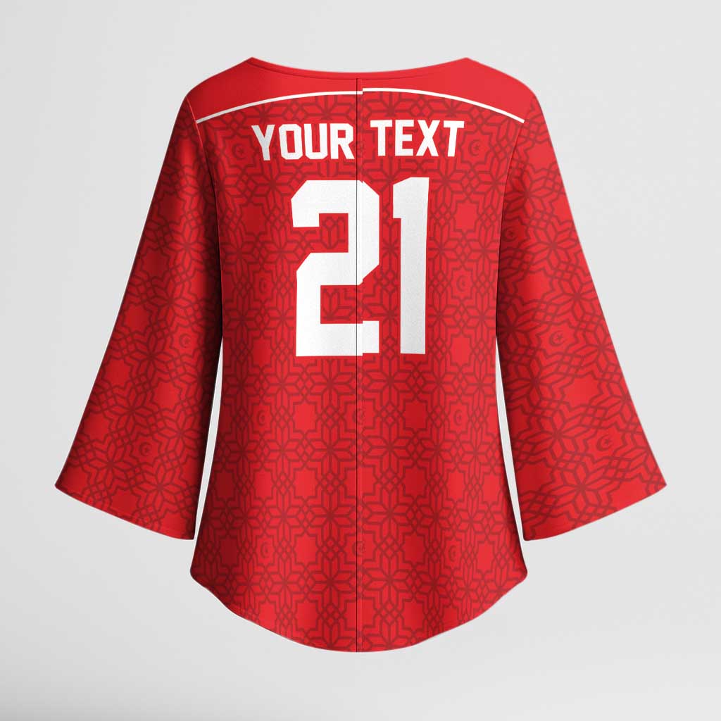 World Football 2026 Tunisia Custom Kimono Sleeve Blouse Traditional Islamic Motif - Wonder Print Shop