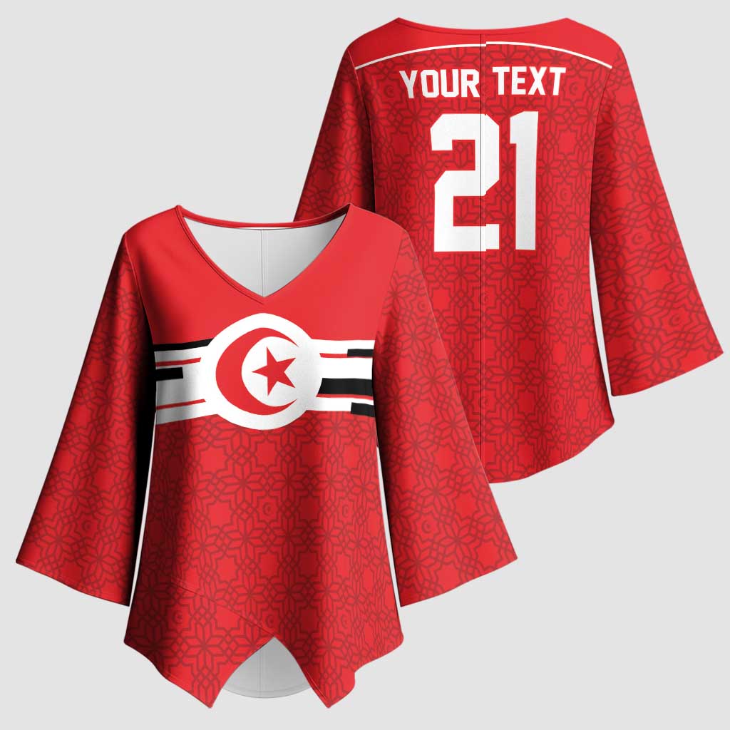 World Football 2026 Tunisia Custom Kimono Sleeve Blouse Traditional Islamic Motif - Wonder Print Shop