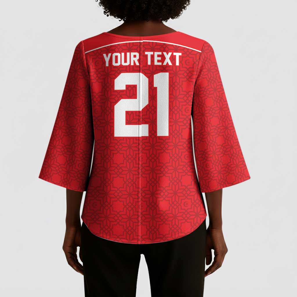 World Football 2026 Tunisia Custom Kimono Sleeve Blouse Traditional Islamic Motif - Wonder Print Shop