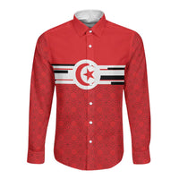 World Football 2026 Tunisia Custom Long Sleeve Button Shirt Traditional Islamic Motif - Wonder Print Shop