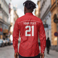 World Football 2026 Tunisia Custom Long Sleeve Button Shirt Traditional Islamic Motif - Wonder Print Shop