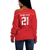 World Football 2026 Tunisia Custom Off Shoulder Sweater Traditional Islamic Motif - Wonder Print Shop