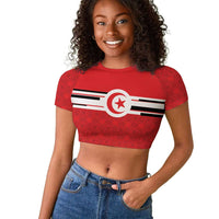 World Football 2026 Tunisia Custom Raglan Cropped T shirt Traditional Islamic Motif - Wonder Print Shop