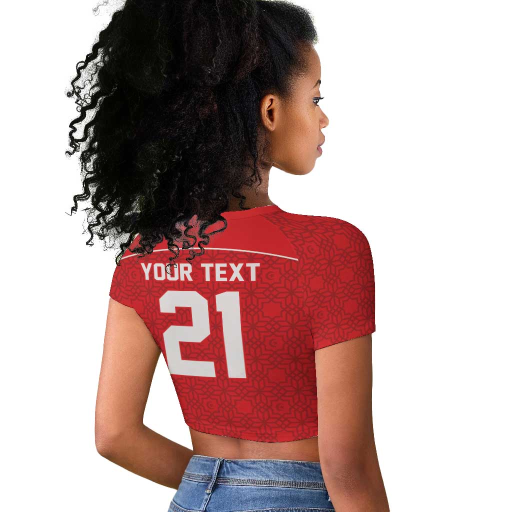 World Football 2026 Tunisia Custom Raglan Cropped T shirt Traditional Islamic Motif - Wonder Print Shop
