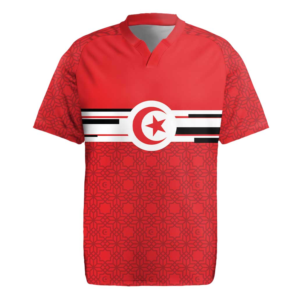 World Football 2026 Tunisia Custom Rugby Jersey Traditional Islamic Motif - Wonder Print Shop