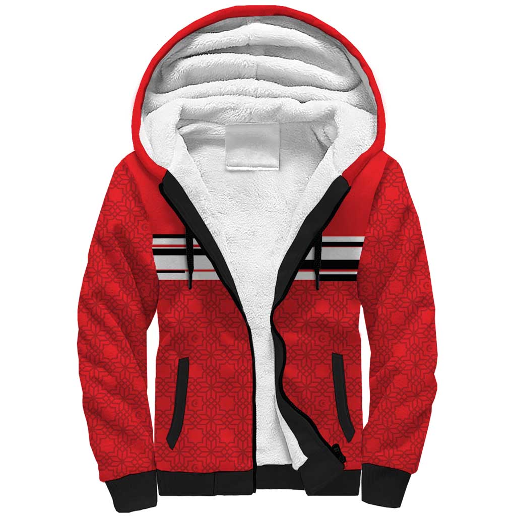 World Football 2026 Tunisia Custom Sherpa Hoodie Traditional Islamic Motif - Wonder Print Shop