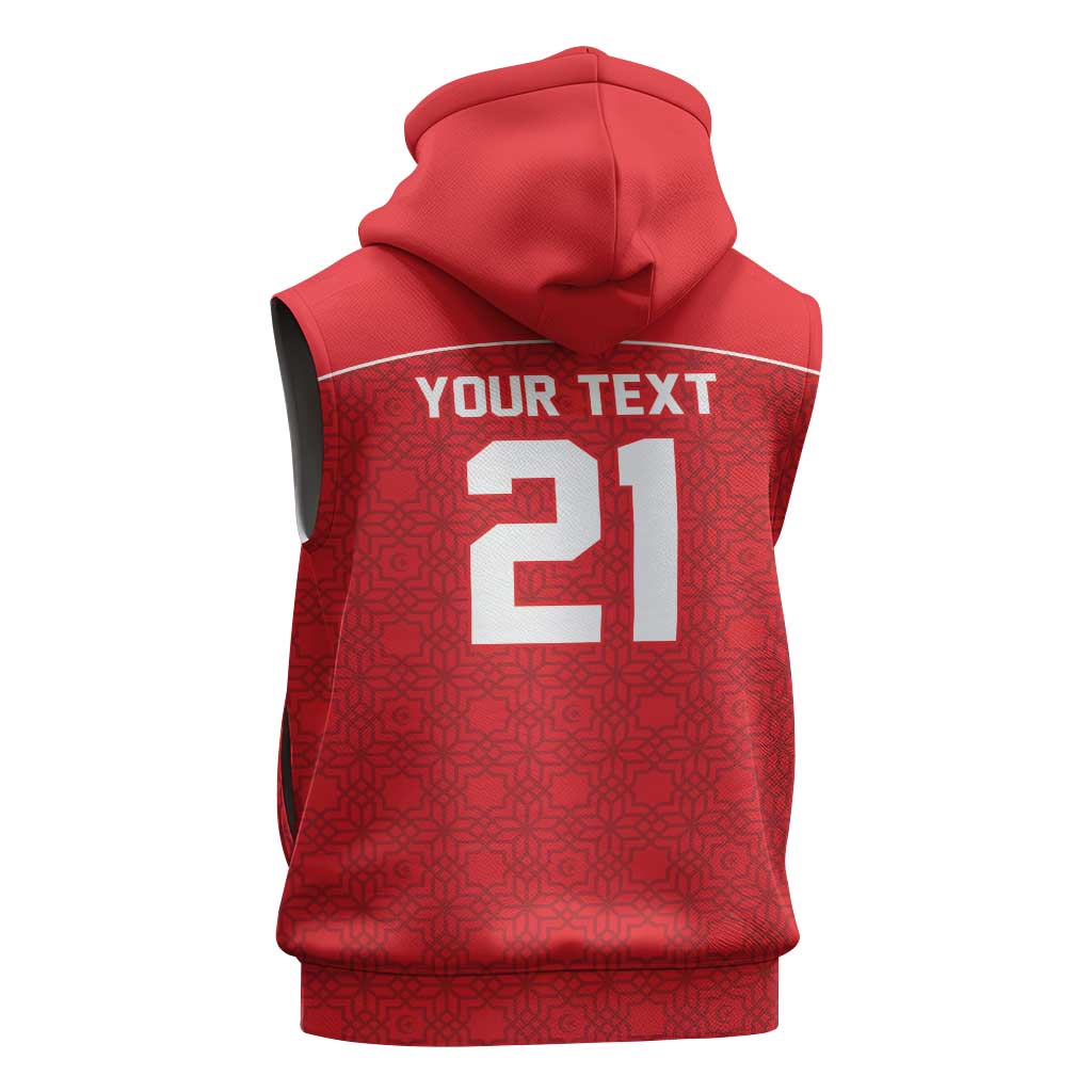 World Football 2026 Tunisia Custom Sleeveless Hoodie Traditional Islamic Motif - Wonder Print Shop