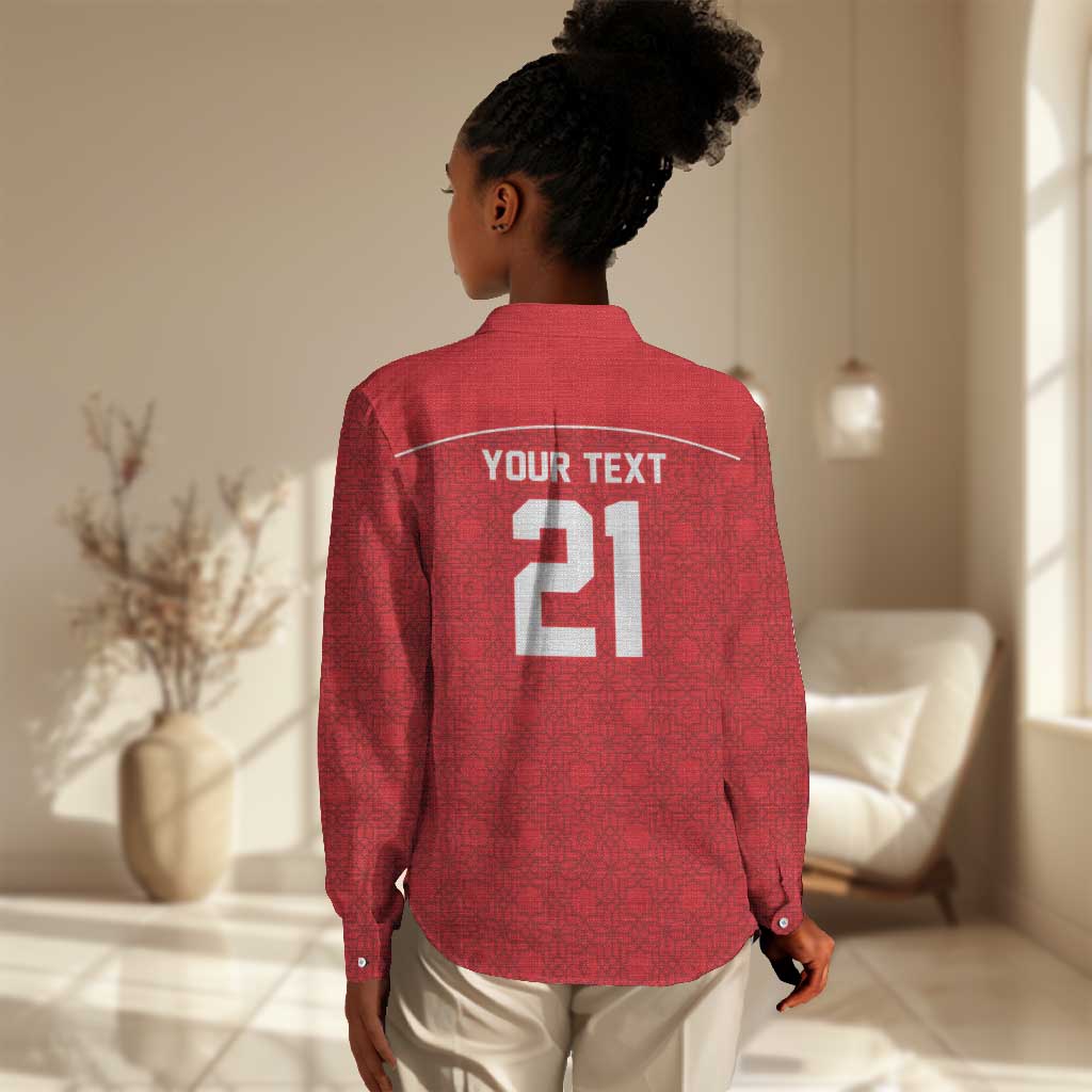 World Football 2026 Tunisia Custom Women Casual Shirt Traditional Islamic Motif - Wonder Print Shop