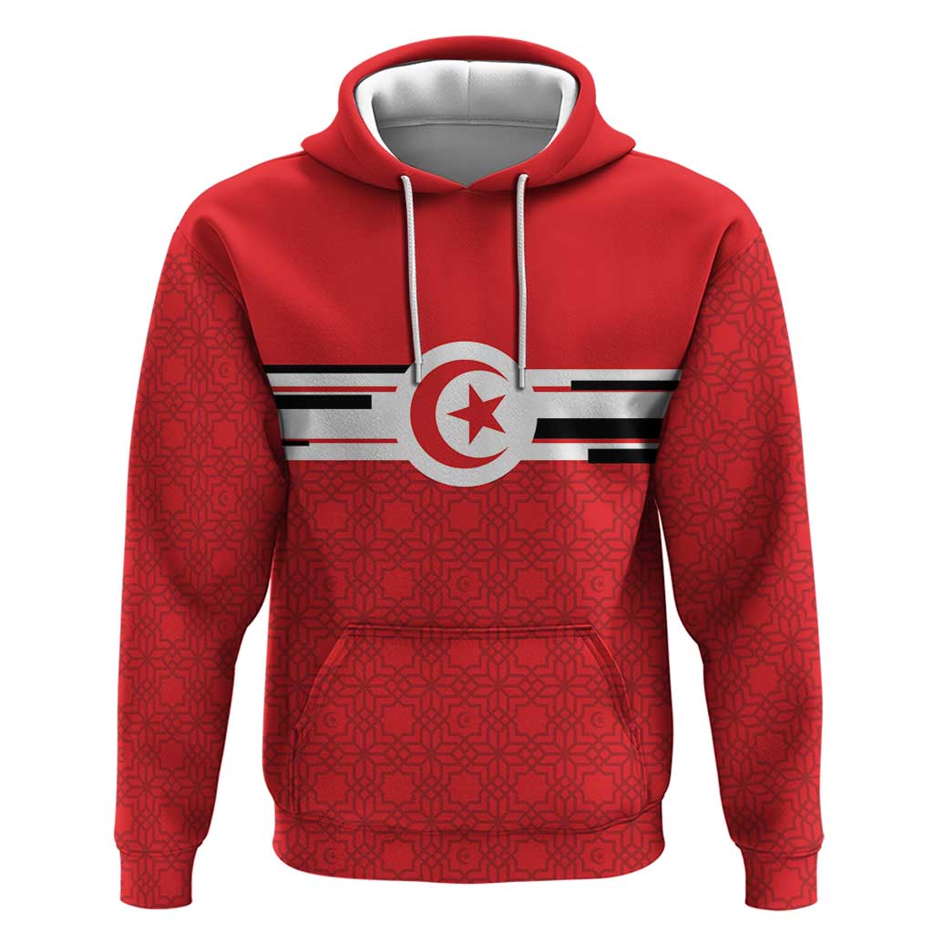 World Football 2026 Tunisia Custom Zip Hoodie Traditional Islamic Motif - Wonder Print Shop