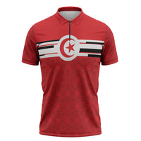 World Football 2026 Tunisia Custom Zipper Polo Shirt Traditional Islamic Motif - Wonder Print Shop