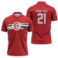 World Football 2026 Tunisia Custom Zipper Polo Shirt Traditional Islamic Motif - Wonder Print Shop