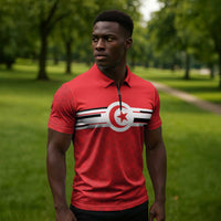 World Football 2026 Tunisia Custom Zipper Polo Shirt Traditional Islamic Motif - Wonder Print Shop