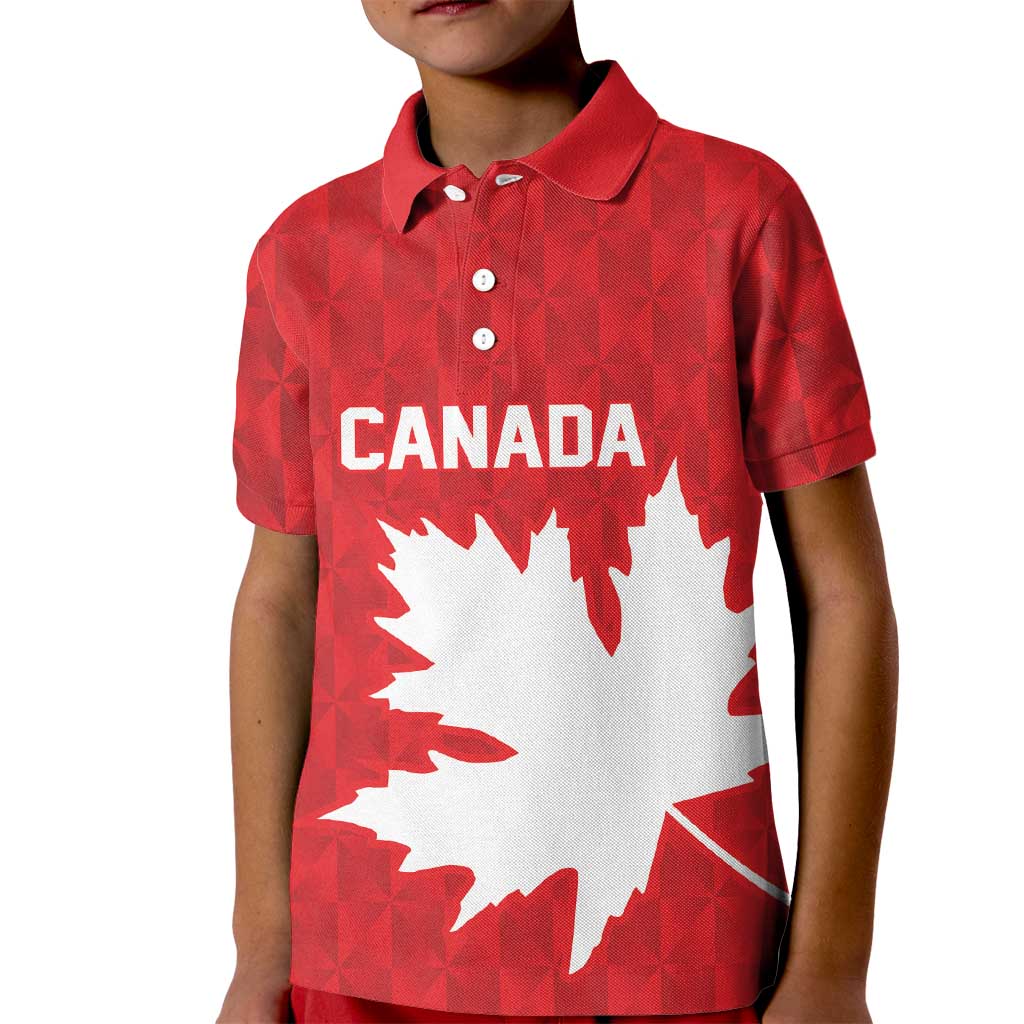 World Football 2026 Canada Custom Kid Polo Shirt Canucks Maple Leaf Pattern - Wonder Print Shop
