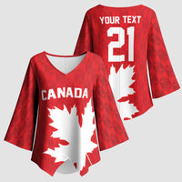 World Football 2026 Canada Custom Kimono Sleeve Blouse Canucks Maple Leaf Pattern - Wonder Print Shop